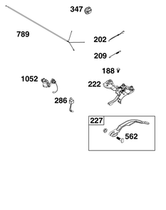 Controls Group Diagram and Parts List for 10U232-0023-J1 100000 - 19Z999 Briggs and Stratton Engine